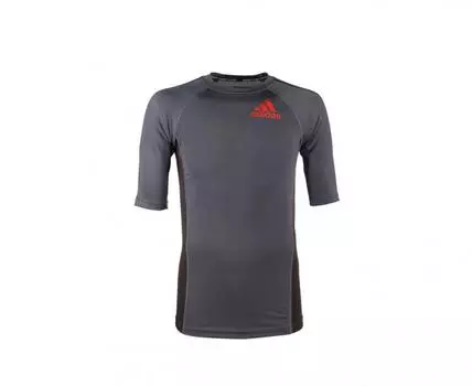 Футболка компрессионная (Рашгард) Grappling Rashguard Short Sleeve черно-красная Adidas