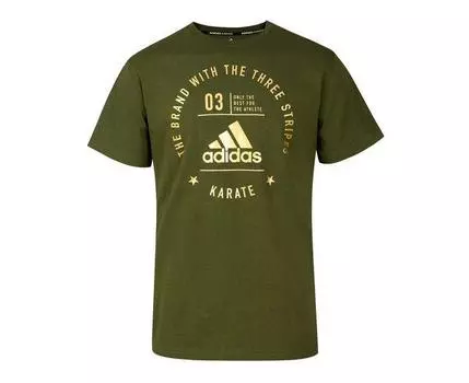 Футболка The Brand With The Three Stripes T-Shirt Karate зелено-золотая Adidas