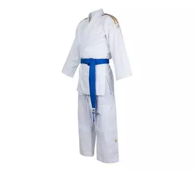 Кимоно для дзюдо Contest белое с золотыми полосками Adidas