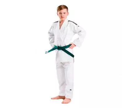 Кимоно для дзюдо с поясом Club белое с черными полосками Adidas