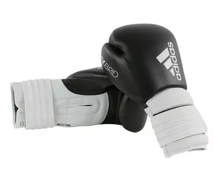 Перчатки боксерские Hybrid 300 черно-бело-серебристые, 10 унций Adidas