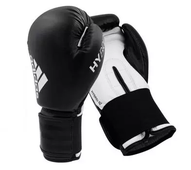 Перчатки боксерские Hybrid 50 черно-белые, 10 унций Adidas