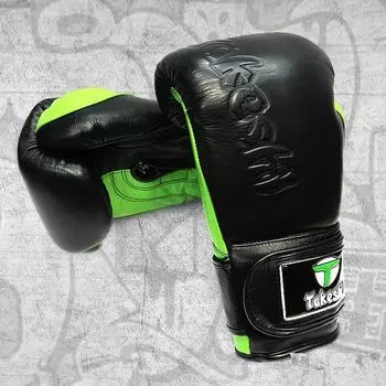 Перчатки боксерские Takeshi Fight Gear Black/Green, 12 OZ Takeshi FG
