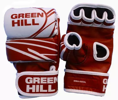 Перчатки mma, кожа, Красный/белый Green Hill