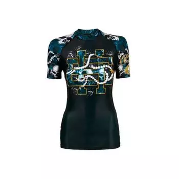 Рашгард с коротким рукавом женский skull rose, черный Extreme Hobby