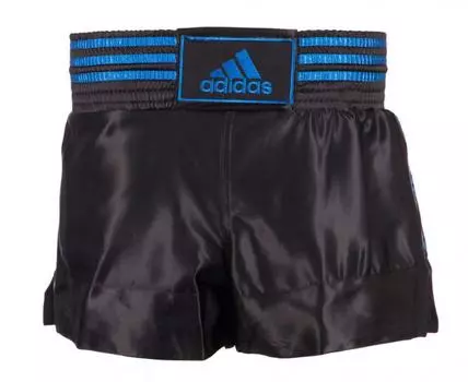Шорты для тайского бокса Thai Boxing Short Satin черно-синие Adidas