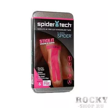 Тейп преднарезанный для локтя SpiderTech Kinesiology, 6 штук SpiderTech