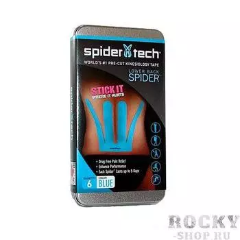 Тейп преднарезанный для поясницы SpiderTech Kinesiology, 6 штук SpiderTech