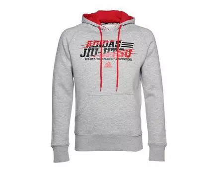 Толстовка с капюшоном (Худи) Leisure All Day Hoody Jiu-Jitsu серая Adidas