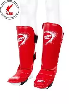 Защита голени и стопы Green Hill FULL CONTACT, одобрена ФКР, красная Green Hill