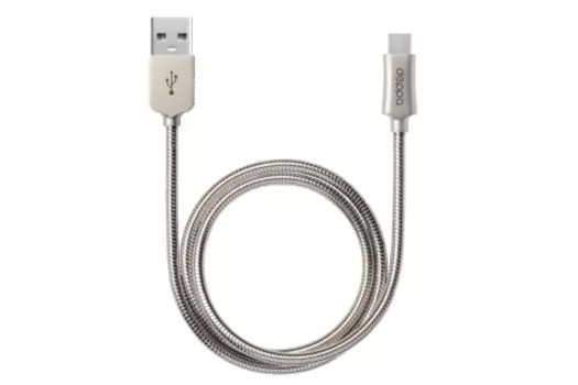 Кабель Deppa USB - microUSB, алюминий/стальной, 1.2 м - Серебряный, Серый