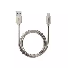 Кабель Deppa USB - microUSB, алюминий/стальной, 1.2 м
