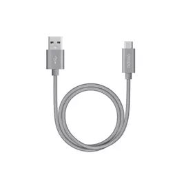 Кабель Deppa USB - USB Type-C, алюминий/нейлон, 1.2 м, графит - Серый, Серый