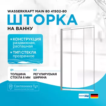 Шторка на ванну WasserKRAFT