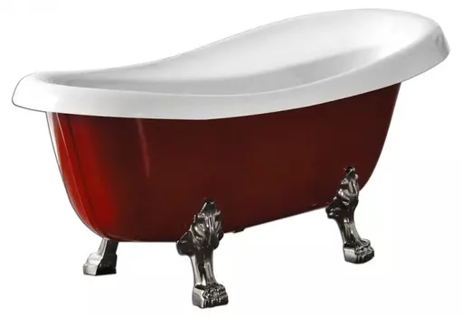 Акриловая ванна BelBagno BB04-ROS-CRM красная, ножки хром