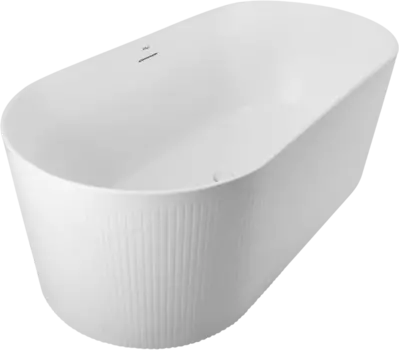 Акриловая ванна BelBagno BB411 170x80 см, отдельностоящая, овальная, со сливом-переливом, с донным клапаном, белая матовая BB411-1700-800-MATT