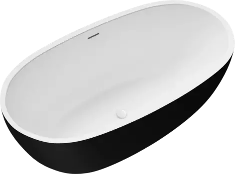 Акриловая ванна Grossman Classic GR-2503MB 170x85 см, отдельностоящая, овальная, с каркасом, со сливом-переливом, черная, матовая
