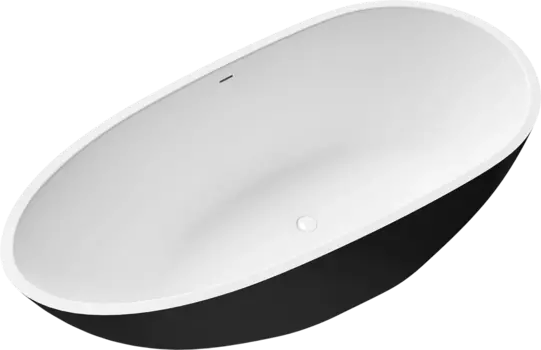 Акриловая ванна Grossman Fly GR-1102MB 170x80 см, отдельностоящая, овальная, с каркасом, со сливом-переливом, черная, матовая