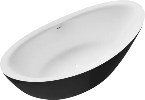 Акриловая ванна Grossman Galaxy GR-1402MB 180x85 см, отдельностоящая, овальная, с каркасом, со сливом-переливом, черная, матовая