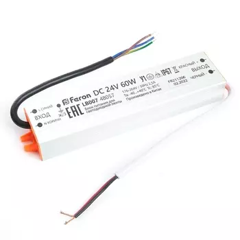 Блок питания для светодиодной ленты Feron LB007 12V 60W IP67 2,5A 48057 /48057