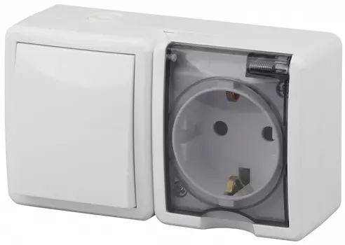 Блок розетка-выключатель ЭРА Эксперт IP54 16A 250V 11-7401-01