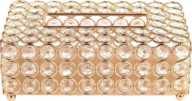 Бокс для салфеток Kassatex Crystal Round CRD-TH-GD золото