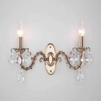 Бра Eurosvet Favola 10102/2 античная бронза/прозрачный хрусталь Strotskis