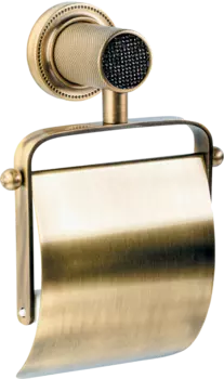 Держатель туалетной бумаги Boheme Royal Cristal Black Br с крышкой, бронза 10921-BR-B