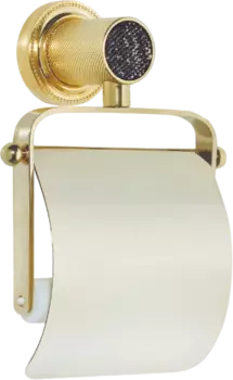 Держатель туалетной бумаги Boheme Royal Cristal Black Gold с крышкой, золото 10921-G-B
