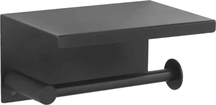 Держатель туалетной бумаги Boheme Uno 10971-B black с полкой для телефона
