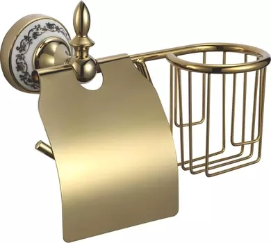 Держатель туалетной бумаги Savol 68b S-L06851B L, золото, с держателем освежителя воздуха