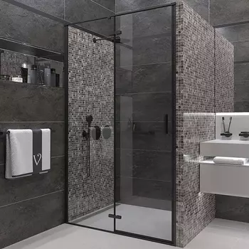 Душевая дверь Veconi Vianno 120х195 профиль черный, стекло прозрачное VN73B-120-01-C4