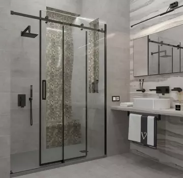 Душевая дверь Veconi Vianno 140х195 профиль черный, стекло прозрачное VN74B-140-01-C4