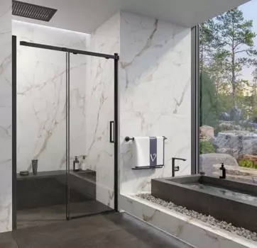 Душевая дверь Veconi Vianno 160х195 профиль черный, стекло прозрачное VN70-160-01-19C4