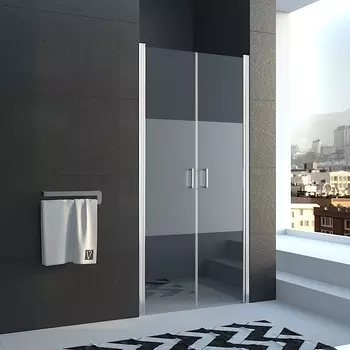 Душевая дверь Veconi Vianno 90х195 профиль хром, стекло прозрачное с матовой полосой VN44-90-04-19C1