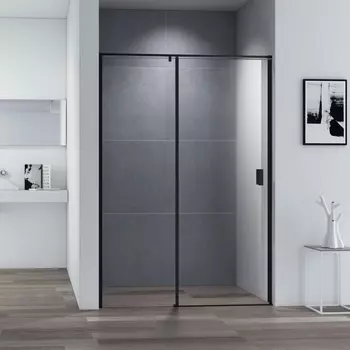 Душевая дверь в нишу Cezares Urban B 12 110 C Nero профиль черный, стекло прозрачное URBAN-B-12-110-C-NERO