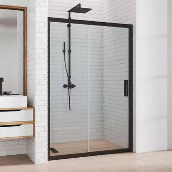 Душевая дверь в нишу Kubele DE019D2-CLN-BLMT 170 см, профиль матовый черный DE019D2-CLN-BLMT-170х200