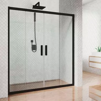 Душевая дверь в нишу Kubele DE019D4-CLN-BLMT 215 см, профиль матовый черный DE019D4-CLN-BLMT-215х200