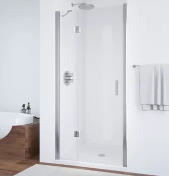 Душевая дверь в нишу Vegas Glass AFP 0110 08 01 L профиль глянцевый хром, стекло прозрачное