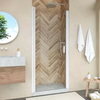 Душевая дверь в нишу Vegas Glass EP Novo h2000 60 01 01 профиль белый, стекло прозрачное EP NOVO h2000 60 01 01