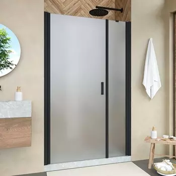 Душевая дверь в нишу Vegas Glass EP-F-2 Novo 100 02М 10 L профиль черный матовый, стекло сатин EP-F-2 NOVO 100 02М 10 L
