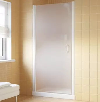 Душевая дверь в нишу Vegas Glass EP Lux 0075 01 10 L профиль белый, стекло сатин EP Lux 75 01 10 L