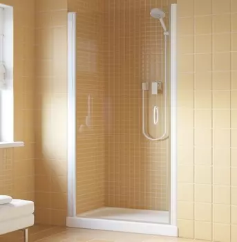 Душевая дверь в нишу Vegas Glass EP Lux 0090 01 01 L профиль белый, стекло прозрачное EP Lux 90 01 01 L