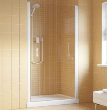 Душевая дверь в нишу Vegas Glass EP Lux 0095 01 01 R профиль белый, стекло прозрачное EP Lux 95 01 01 R