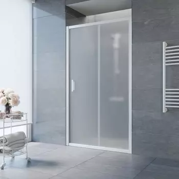 Душевая дверь в нишу Vegas Glass ZP NOVO 135 01 10 135 см, профиль белый, стекло сатин