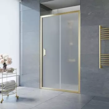 Душевая дверь в нишу Vegas Glass ZP TUR NOVO 115 09 10 115 см, профиль золото, стекло сатин