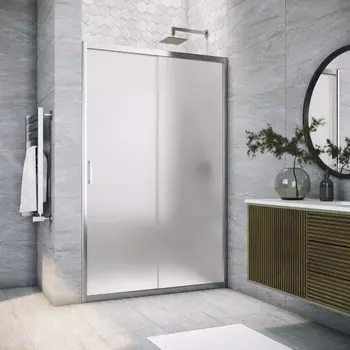 Душевая дверь в нишу Vegas Glass ZP Tur Novo h1900 105 08 10 профиль глянцевый хром, стекло сатин ZP TUR NOVO h1900 105 08 10