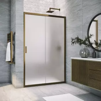 Душевая дверь в нишу Vegas Glass ZP Tur Novo h1900 100 05 10 профиль бронза, стекло сатин ZP TUR NOVO h1900 100 05 10