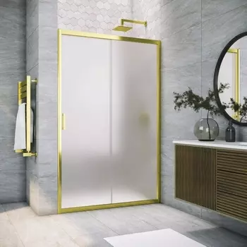 Душевая дверь в нишу Vegas Glass ZP Tur Novo h1900 100 09 10 профиль золото, стекло сатин ZP TUR NOVO h1900 100 09 10