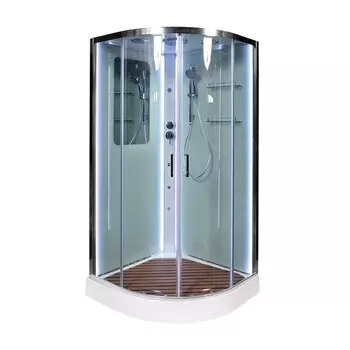 Душевая кабина Deto A 01 100 x 100 см, с крышей, Led с кнопкой и гидромассажем A01LED+GMKN
